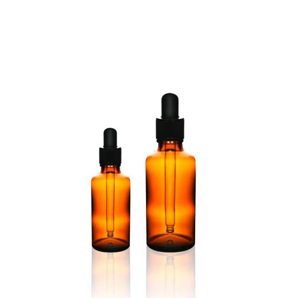 Wholesale Amber Glass Essential Bottle With Plastic Black Dropper Cap