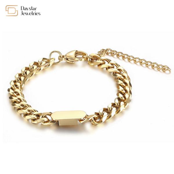 Stainless Bracelet Hip Hop Titanium Steel Jewelry Cuban Chain Custom Engraved