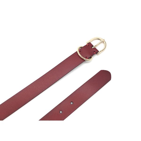 Wide 2.8CM Womens Genuine Leather Belt With Gold Metal Buckle