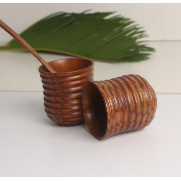 2021 Japanese Style Wood Cups Vintage Holders Coffee Mugs Drinking Tea Enjoy Life