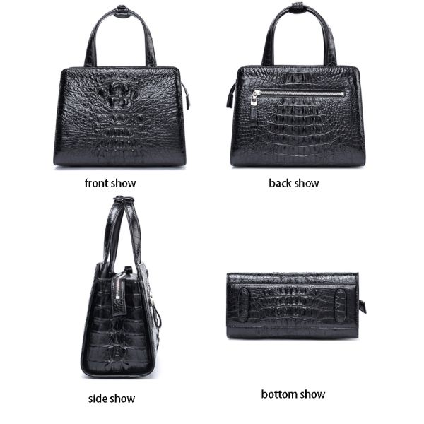 New zipper large capacity women's crocodile leather handbag for lady