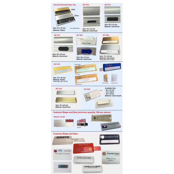 Name Badges With Window Custom PVC Acrylic Reusable Name Badges Magnetic Back