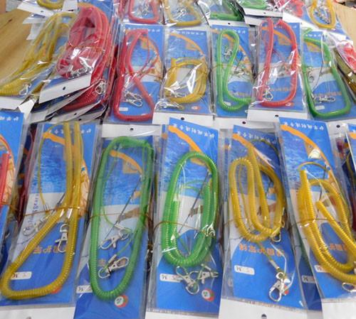 Popular red/green/yellow colors fishing spring coiled tool tethers in big quantity stock