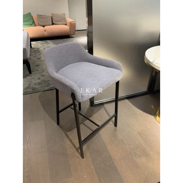 Modern Fabric Upholstery High Metal Bar Chair