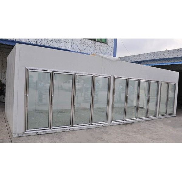 Supermarket Tempered Glass Door Display Fridge Frozen Food Walk In Freezer