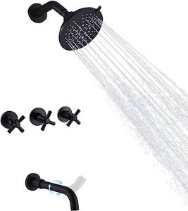 Matte Black Rotatable Zinc Shower Head Spout Tub And Shower Trim Kit With Valve