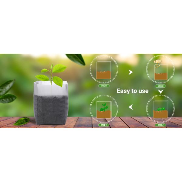 Nursery Growing Bags Large, 7.8x8.6 inches Biodegradable Fabric Seedling Grow Bag, Seed Starting Pots Pouches