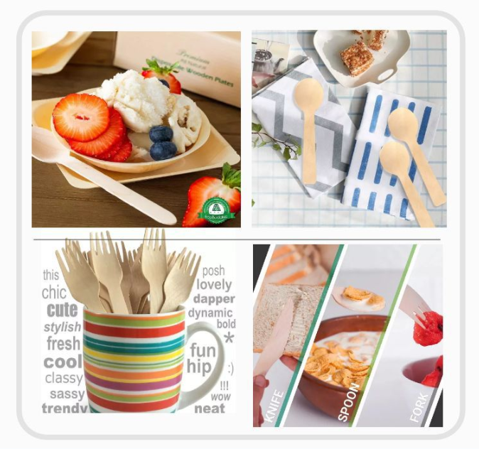 Customize Logo Wooden Cutlery Set Ideal for Commercial Buyers and Catering Services