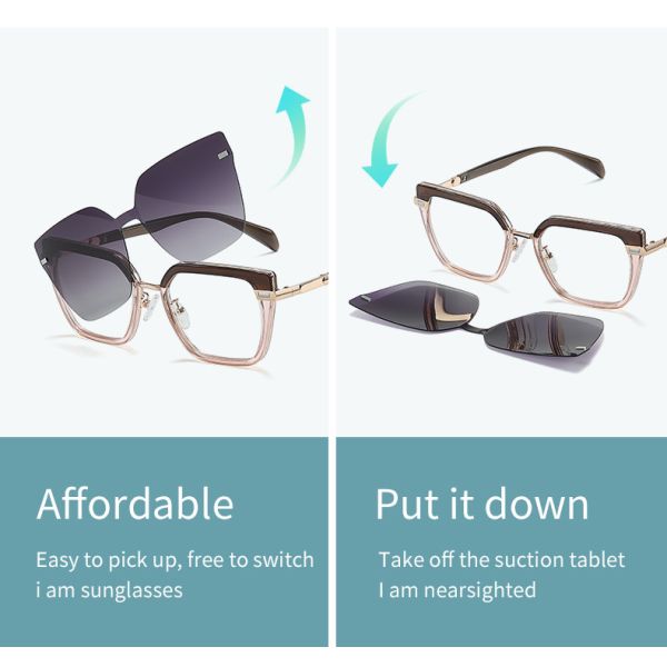 Зажим рамки бабочки на солнечных очках магнитных стекел голубых светлых преграждая