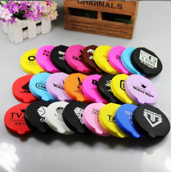 Modern Round Silicone Glass Cosmetic Double Side Fold Portable Makeup Pocket Mirror