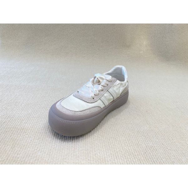 ODM White Satin Espadrilles Sneakers Soft Soled And Fashion Silk Ribbon