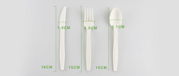 Rice white PLA biodegradable cutlery Disposable spoon fork and knife with Trade Assurance