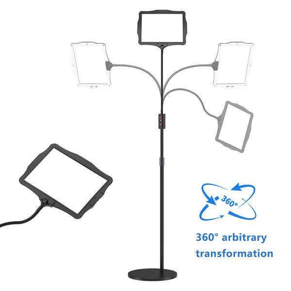 LED Magnifier Lamp with Floor Stand Featuring Infinite Adjustment of Light Brightness 360 Degree Rotation and Large HD Lens