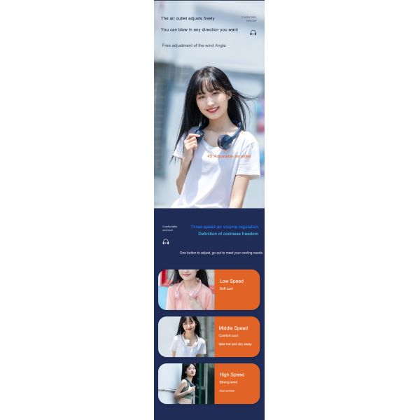 4000mAh 4W Wearable Neck Air Conditioner Bladeless Travel Handheld Fan