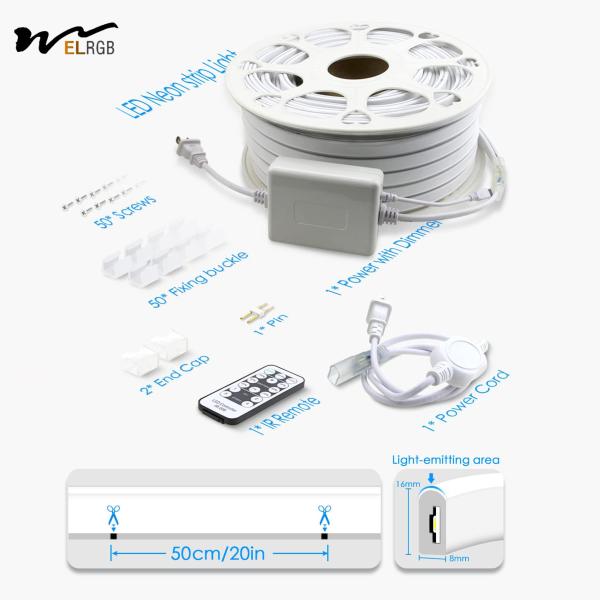 1.64ft/0.5m 2700k Led Strip Dimmable Led Rope Iluminação 120V Indoor Outdoor