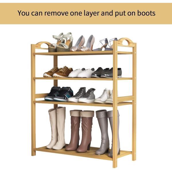 Wooden 5-Tier Natural Bamboo Shoe Rack Stackable Storage Shelf for Multi-Function OEM