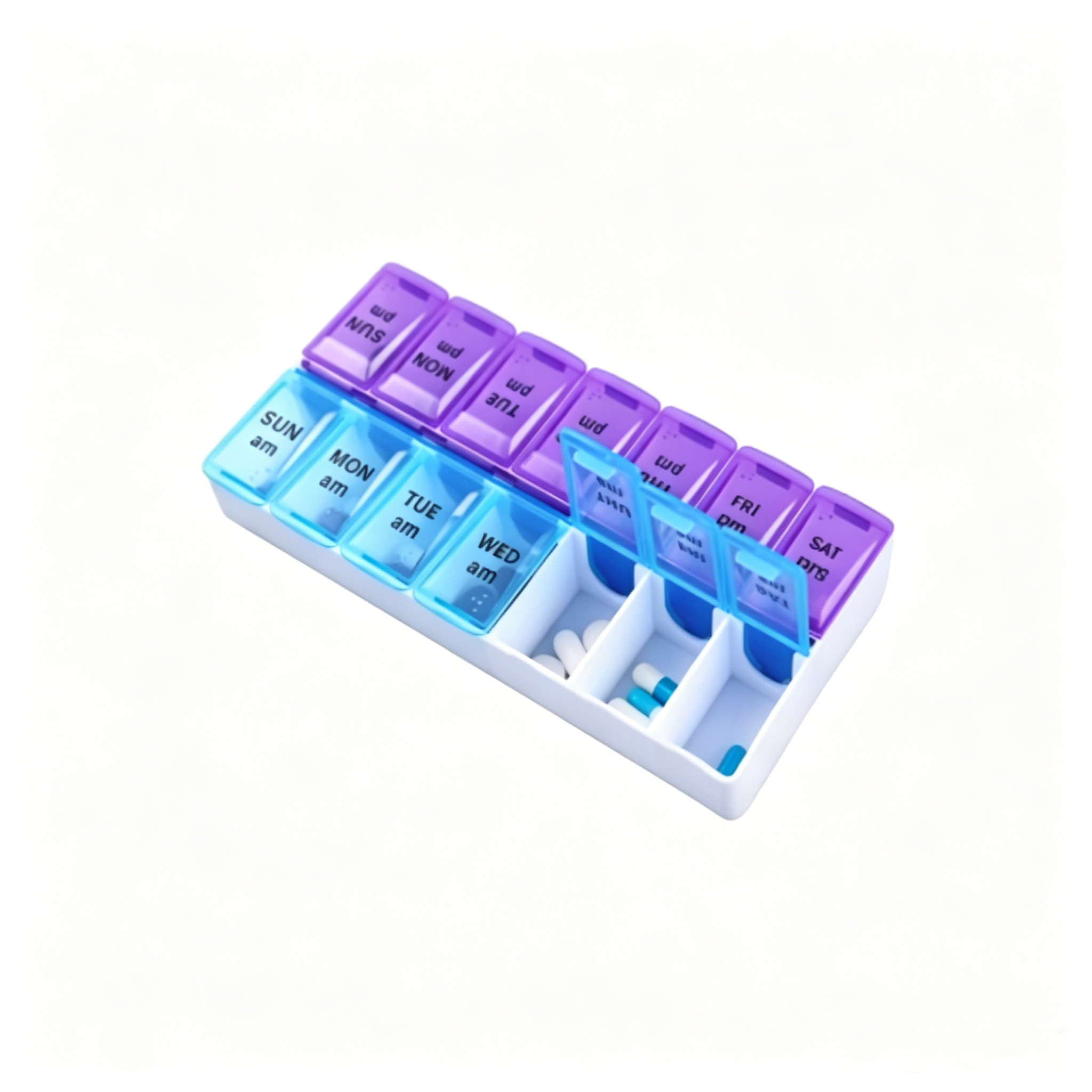 Care 7-Day AM/PM Pill Organizer, Medication Planner with Large Compartments for