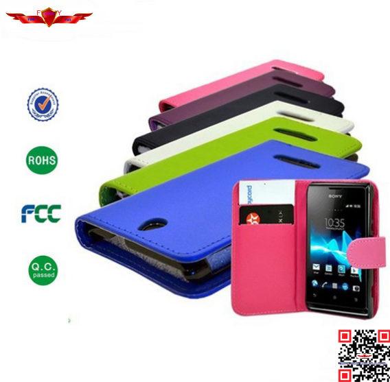 Hot Selling 100% Qualify PU Wallet Leather Cover Cases For Sony Xperia T2 Multi Colors