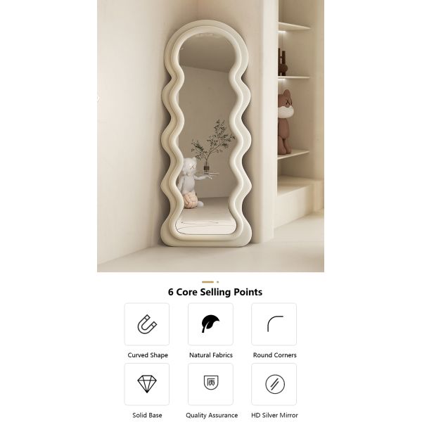 Vertical Large Wavy Floor Length Mirror Full Length 70 Inch