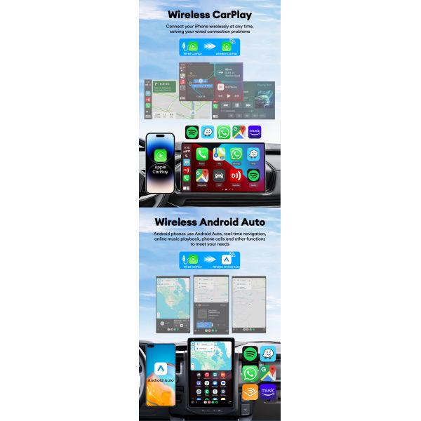 HD2CP Pro Wireless Adapter Carplay Android Auto to Hdmi Video Input Conversion Box Compatible with CarPlay Wired Cars