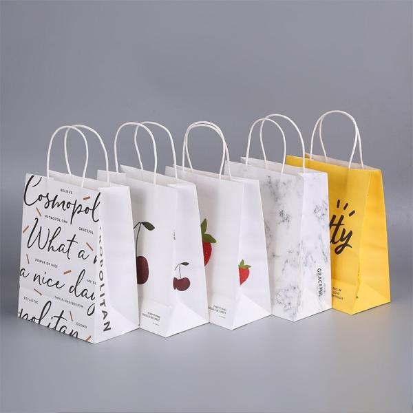 Reusable  flat bottom paper bags christmas paper gift bags paper twist handle bags
