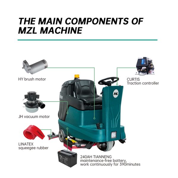 860mm Commercial Riding Automatic Floor Scrubbers Dryer Machine