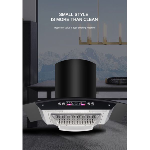 Sleek Curved Glass Cooker Hood Range 1200 Cfm Arc Shape