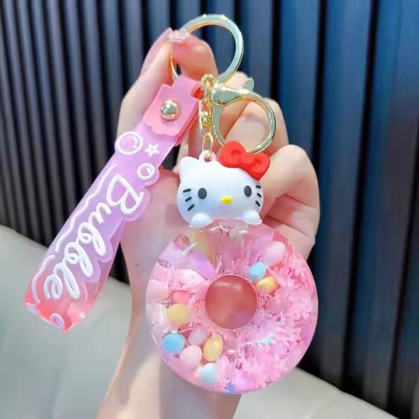 Donut Liquid Quicksand Keychain Kuromi Melody Kitty Cinnamoroll Kawaii
