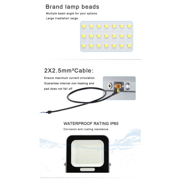 Алюминиевое снабжение жилищем IP65 делает свет водостойким приведенный потока 100 ватт солнечный