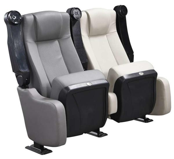 Leather Upholstered Theater Seating Chairs With With Spring Soft Seat Pad And Cup Hold