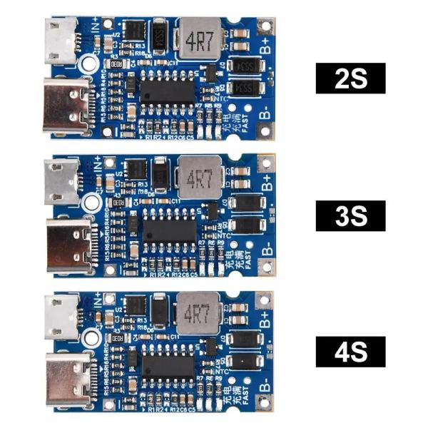 Integrated Circuits IC High Power Multi-Cell 2S 3S 4S Type-C to 9V12V 4.5V-15V Step-Up Buck Fast Charging Charger Module for 18650 Lithium Battery
