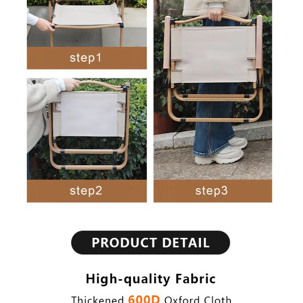 Silla de acampada de aluminio iNature de 150 kg de capacidad Tejido plegable de Oxford