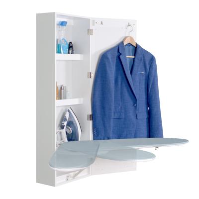 MDF Wood Wall Hung Mirror Cabinet Folding Build In Ironing Boards Inside