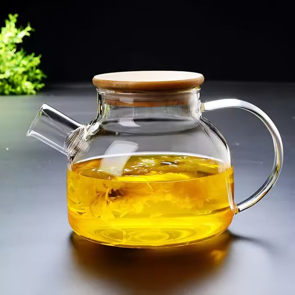 1L 1.8L High Borosilicate Glass Kettle With Handle Mental Lid Filter Large Capacity