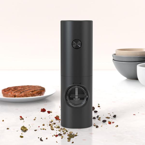 Black Electric Pepper Grinder With Easy Refill ABS Stainless Steel 70ml Capacity