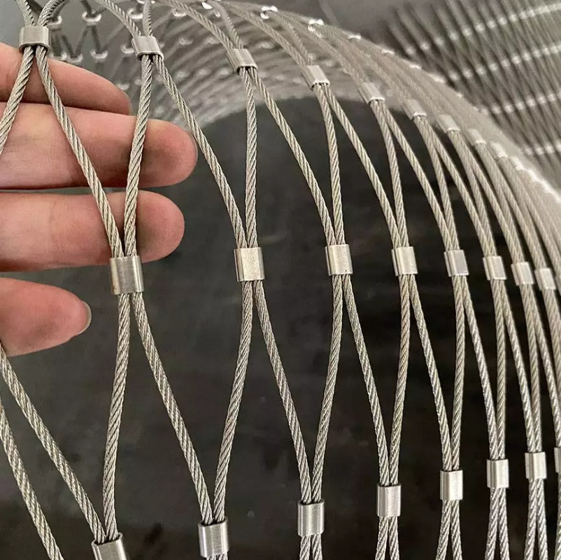 AISI SS316 Ferrule Diamond Stainless Steel Wire Rope Mesh Netting для балюстрады
