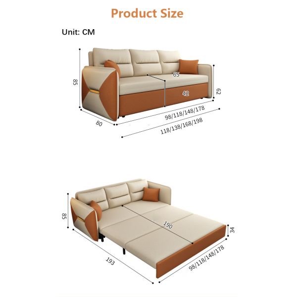 Living Room Furniture Convertible Sofa Bed Loveseat Sleeper Fabric Cover