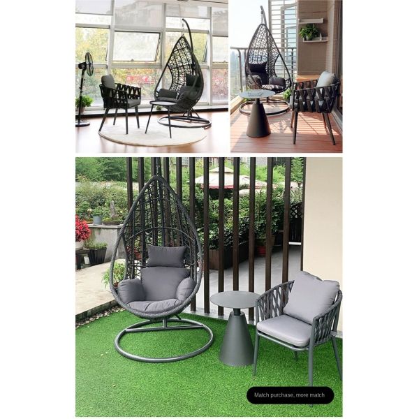 Aluminum Tube Frame Patio Wicker Swing Chair With Thick Cushion
