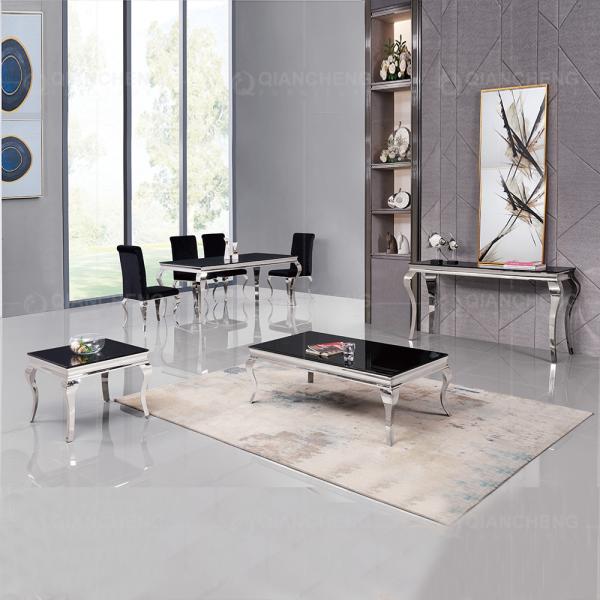 Grupo de aço da mesa de jantar da cadeira de Louis 6 do vidro da mobília dos SS do restaurante moderno