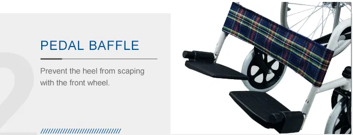 Chaise roulante médicale détachable pour les tapisseries, manche à reculons en acier enduit de poudre