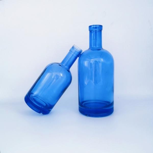 300ml 500ml 750ml Blue Glass Liquor Bottles for Bar Super Flint Glass Material Choice