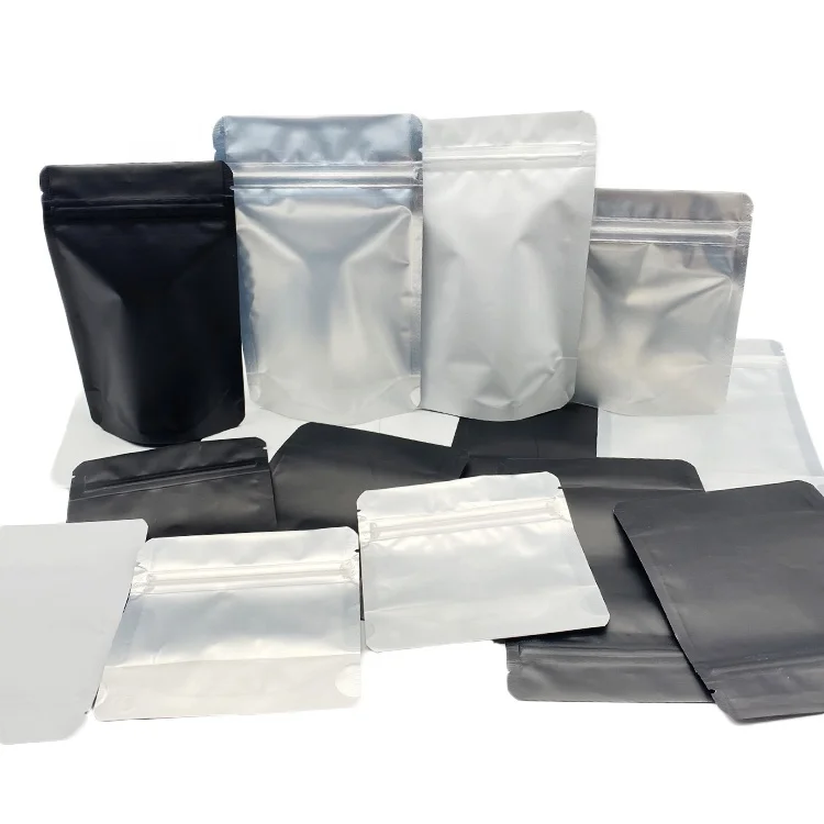 Heat Seal 3.5g 7g Oz Blank Bags Zipper Stand Up Mylar Bags Matte White Holographic Surface Pouch Food Snacks Packaging