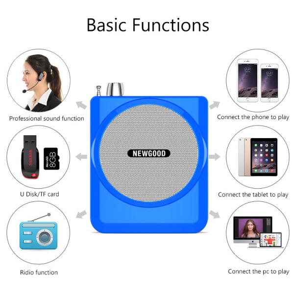 UHF 2.4Ghz wireless microphone handheld headset 2 in 1 portable pa megaphone for teachers teaching yoga NEWGOOD factory