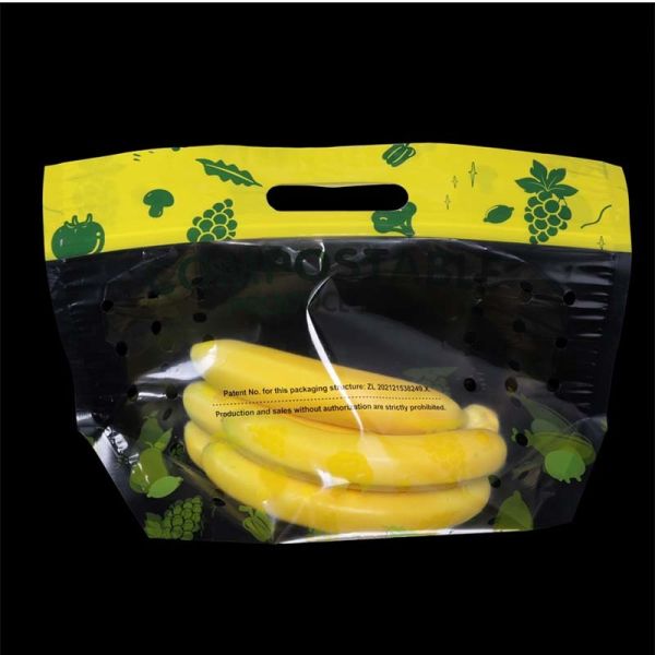 Custom Printed Vented Plastic Produce Bags Leakproof Fresh Fruit Bag Tear Resistant