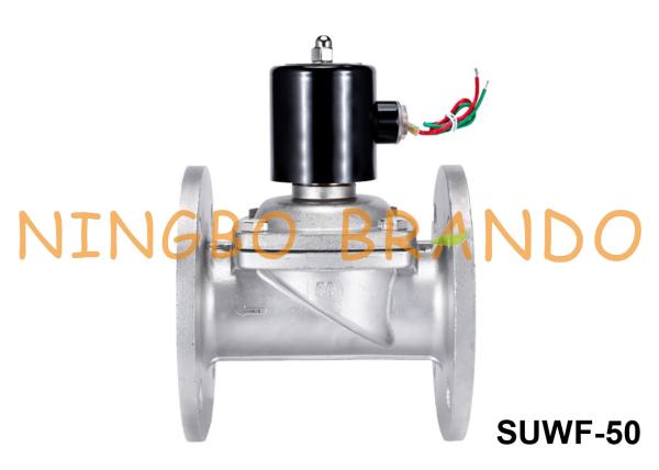 Válvula de solenoide SUWF-50 flangeada de aço inoxidável 2 DN50 24VDC 220VAC