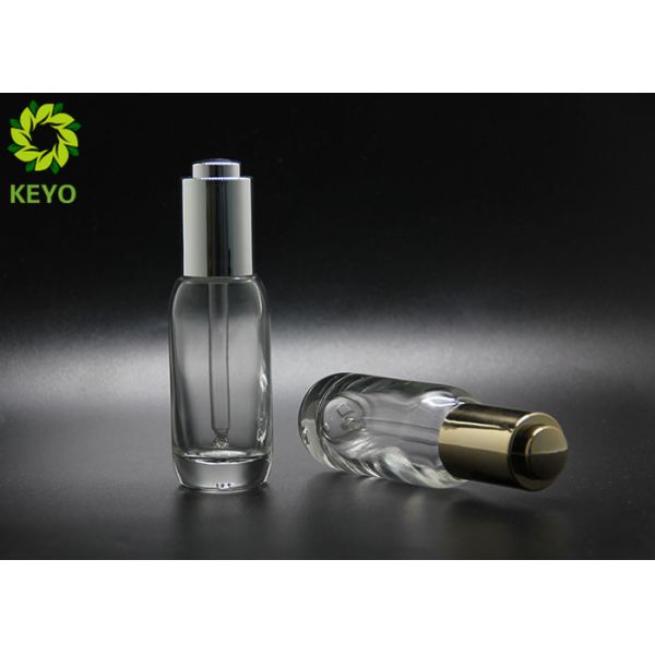 30ml Round Essential Oil Serum Clear Glass Dropper Bottle With Thick Bottom