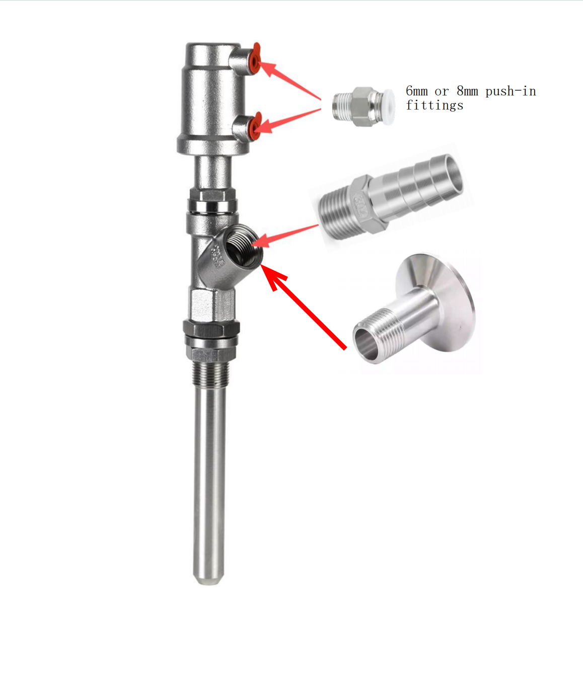 DN15 Pneumatic Angle Stainless Steel Beverage Filling Valve Extended Rod Anti-Drip for Water Oil Control General Application