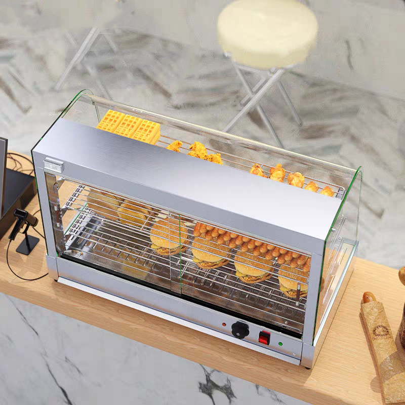 Commercial Deli Display Hot Food Display Cabinet Curved Glass Pastry Warmer