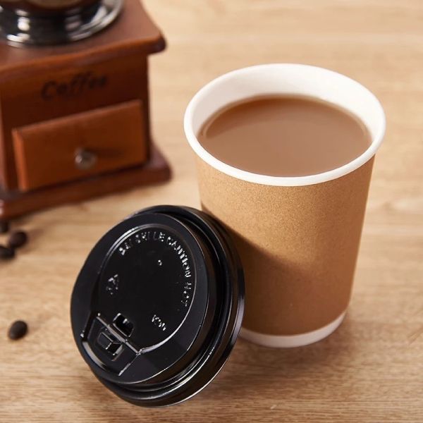 8.0oz-80 Double Wall Coffee Cup with Lid Made of Nature Material Disposable Paper Cup