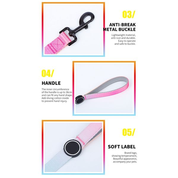 Gradient Waterproof Harness Collar Leash Set Blue Pink Purple Puppy Collar And Lead Set